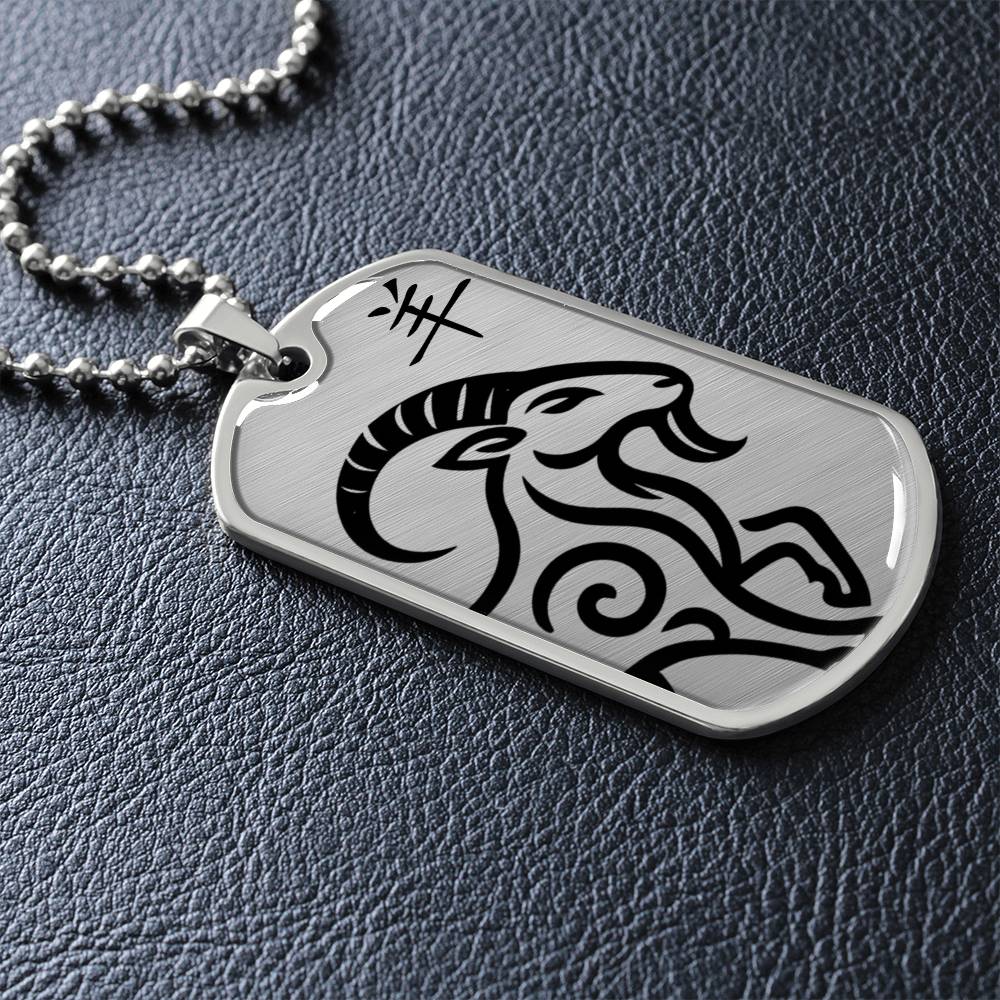 Year of the Metal Goat Dog Tag Necklace