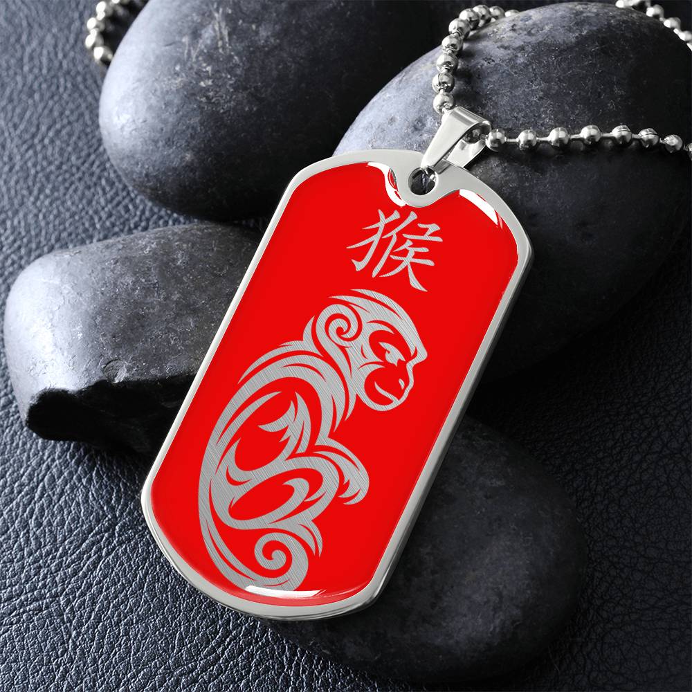 Year of the Fire Monkey Dog Tag Necklace