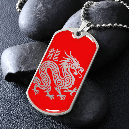 Year of the Fire Dragon Dog Tag Necklace
