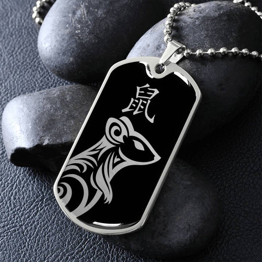 Year of the Water Rat Dog Tag Necklace