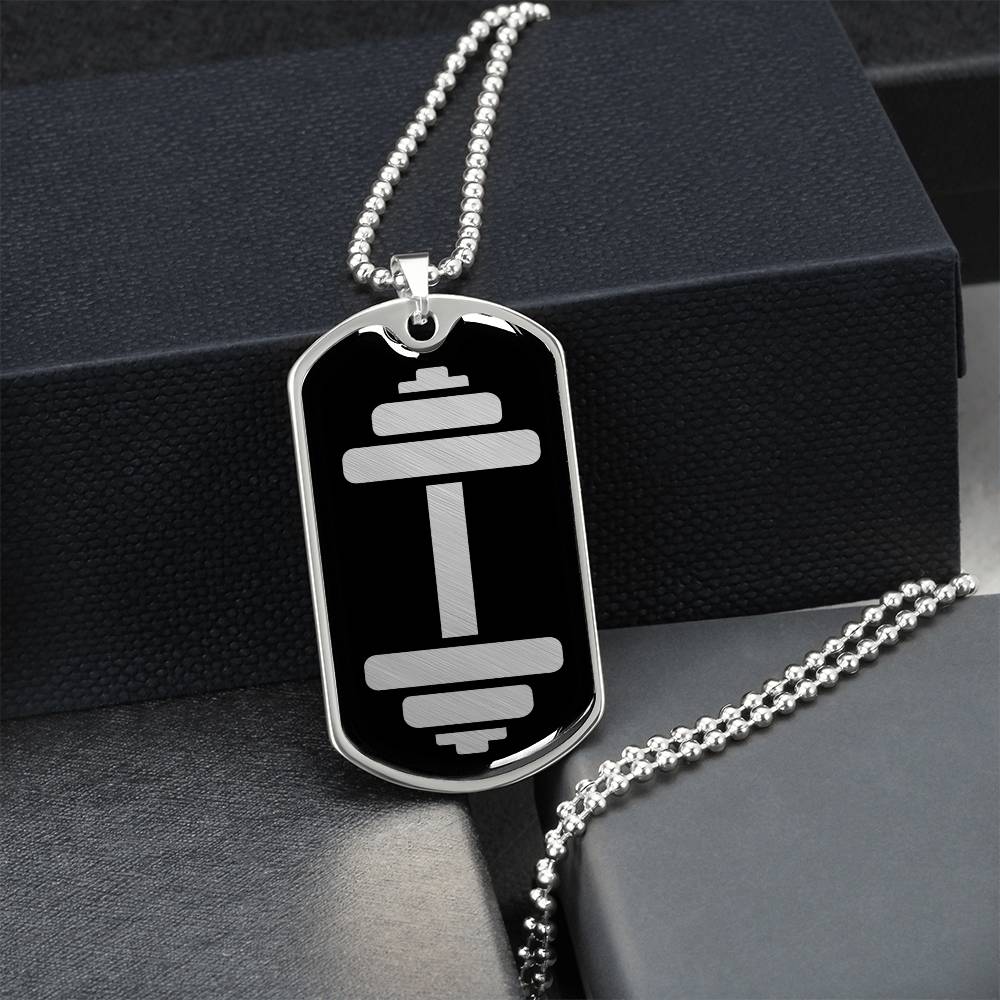 Dumbbell Dog Tag Necklace