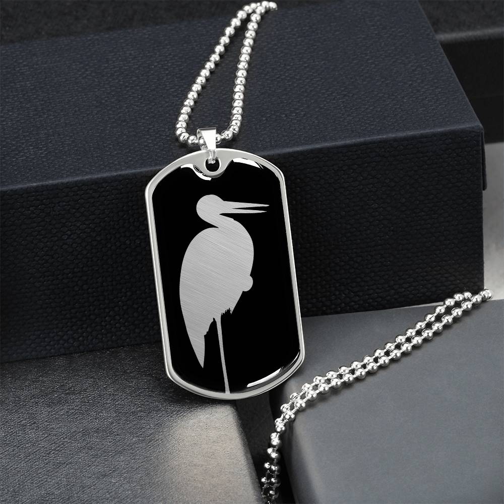 Stork Dog Tag Necklace