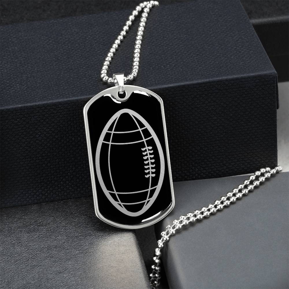 American Football Dog Tag Necklace
