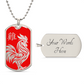 Year of the Fire Rooster Dog Tag Necklace