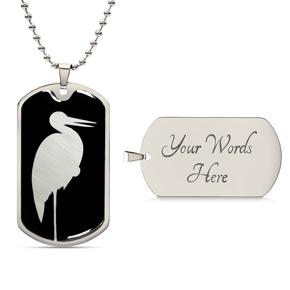 Stork Dog Tag Necklace