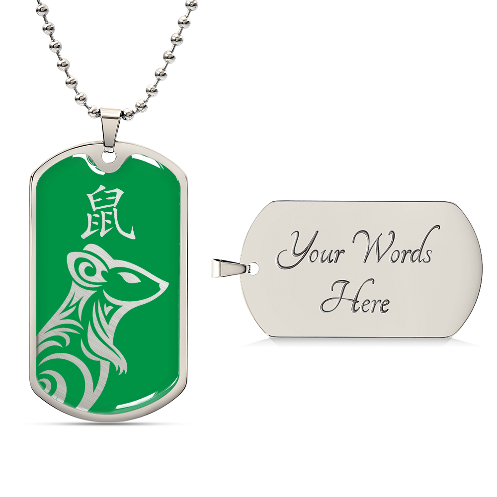 Year of the Wood Rat Dog Tag Necklace