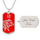 Year of the Fire Pig Dog Tag Necklace