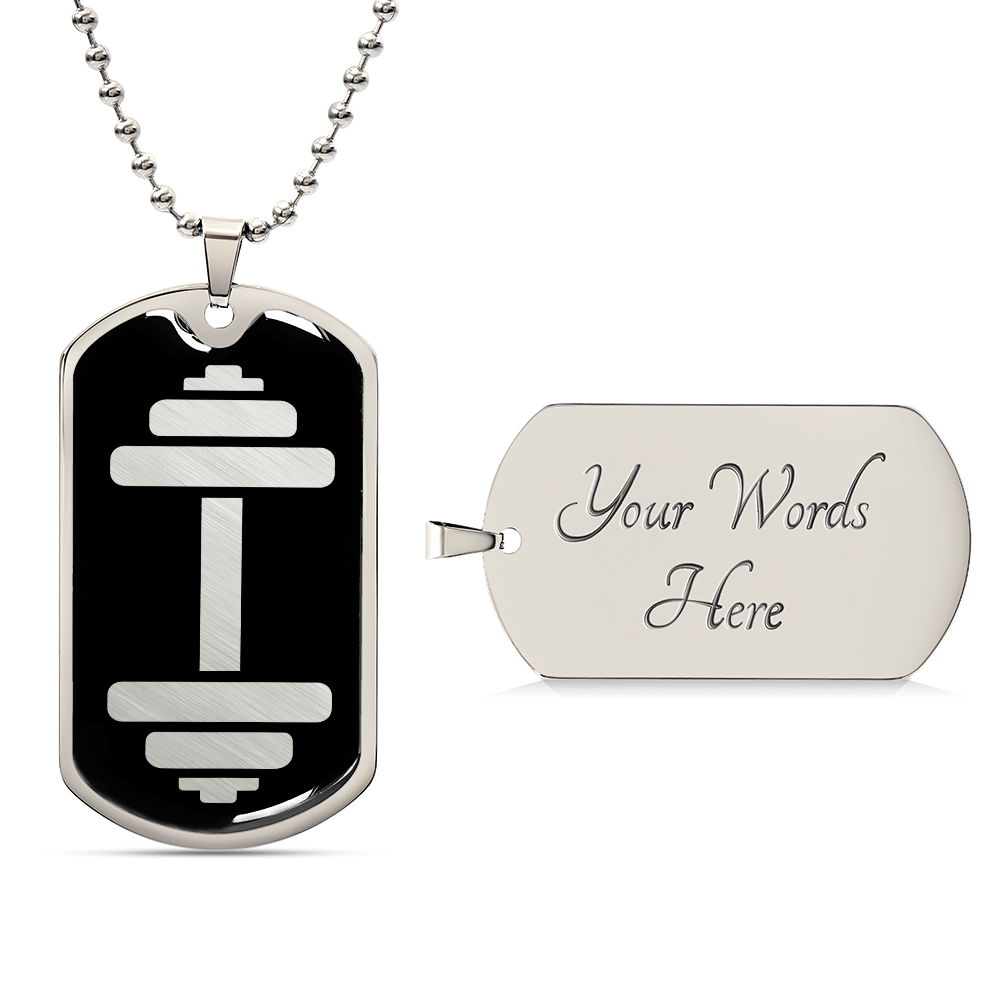 Dumbbell Dog Tag Necklace