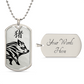 Year of the Metal Pig Dog Tag Necklace