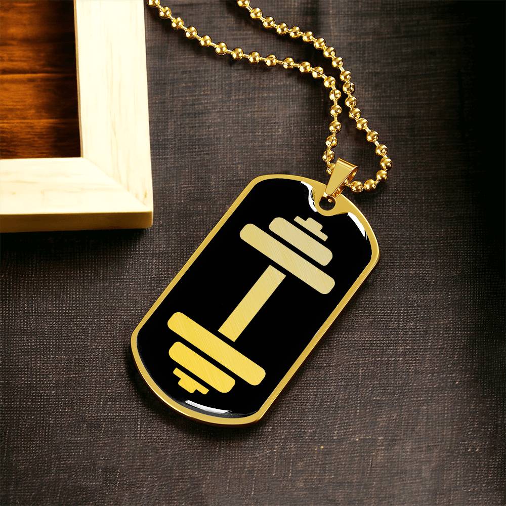 Dumbbell Dog Tag Necklace