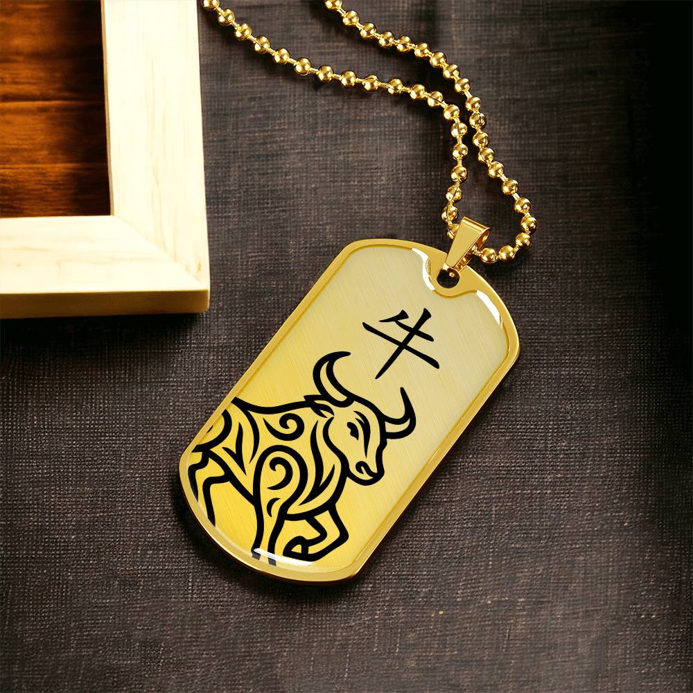 Year of the Earth Ox Dog Tag Necklace