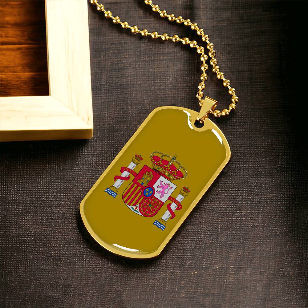 Coat of arms of Spain Gold Dog Tag Necklace