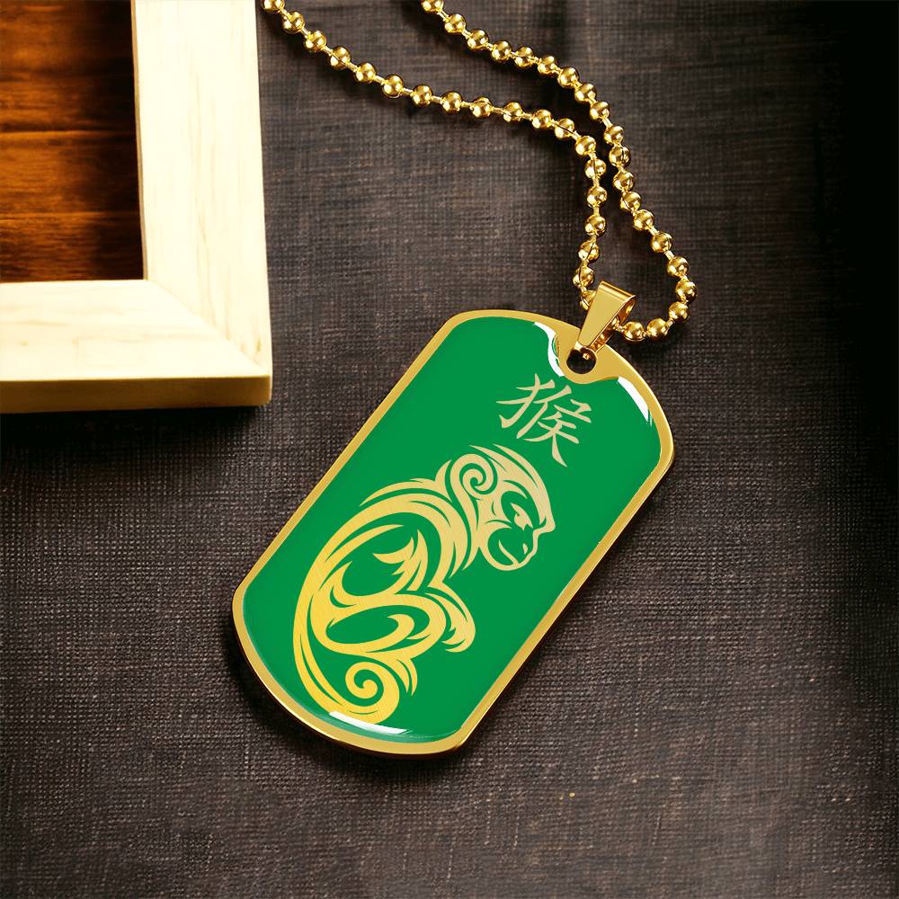 Year of the Wood Monkey Dog Tag Necklace