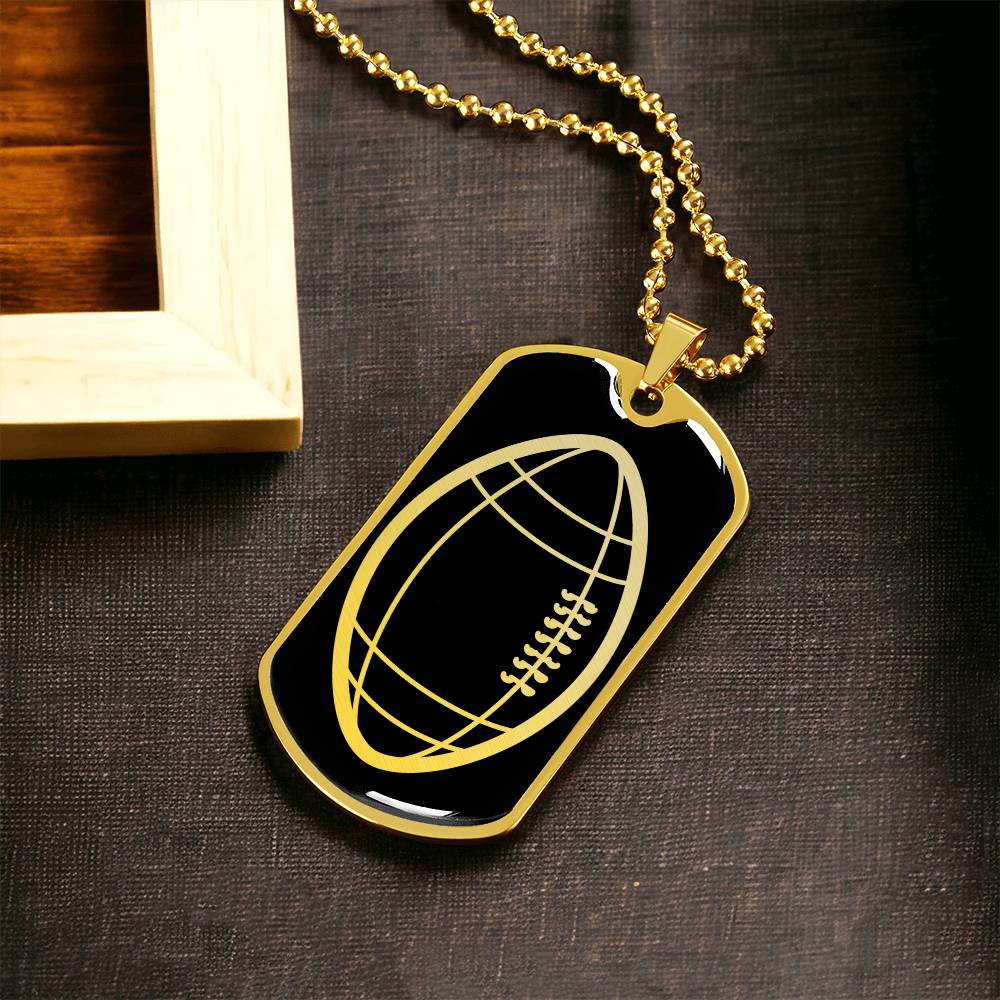 American Football Dog Tag Necklace