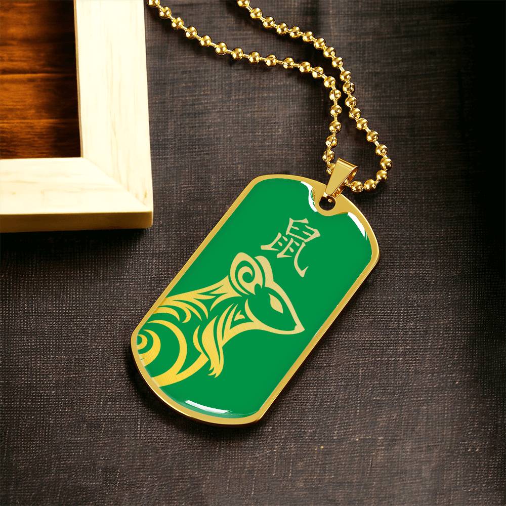 Year of the Wood Rat Dog Tag Necklace