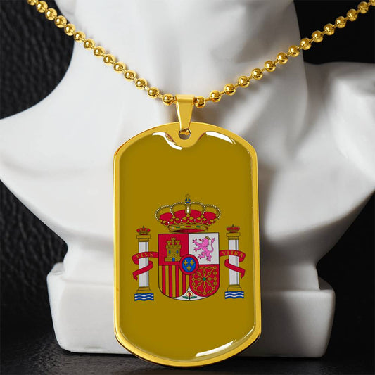 Coat of arms of Spain Gold Dog Tag Necklace