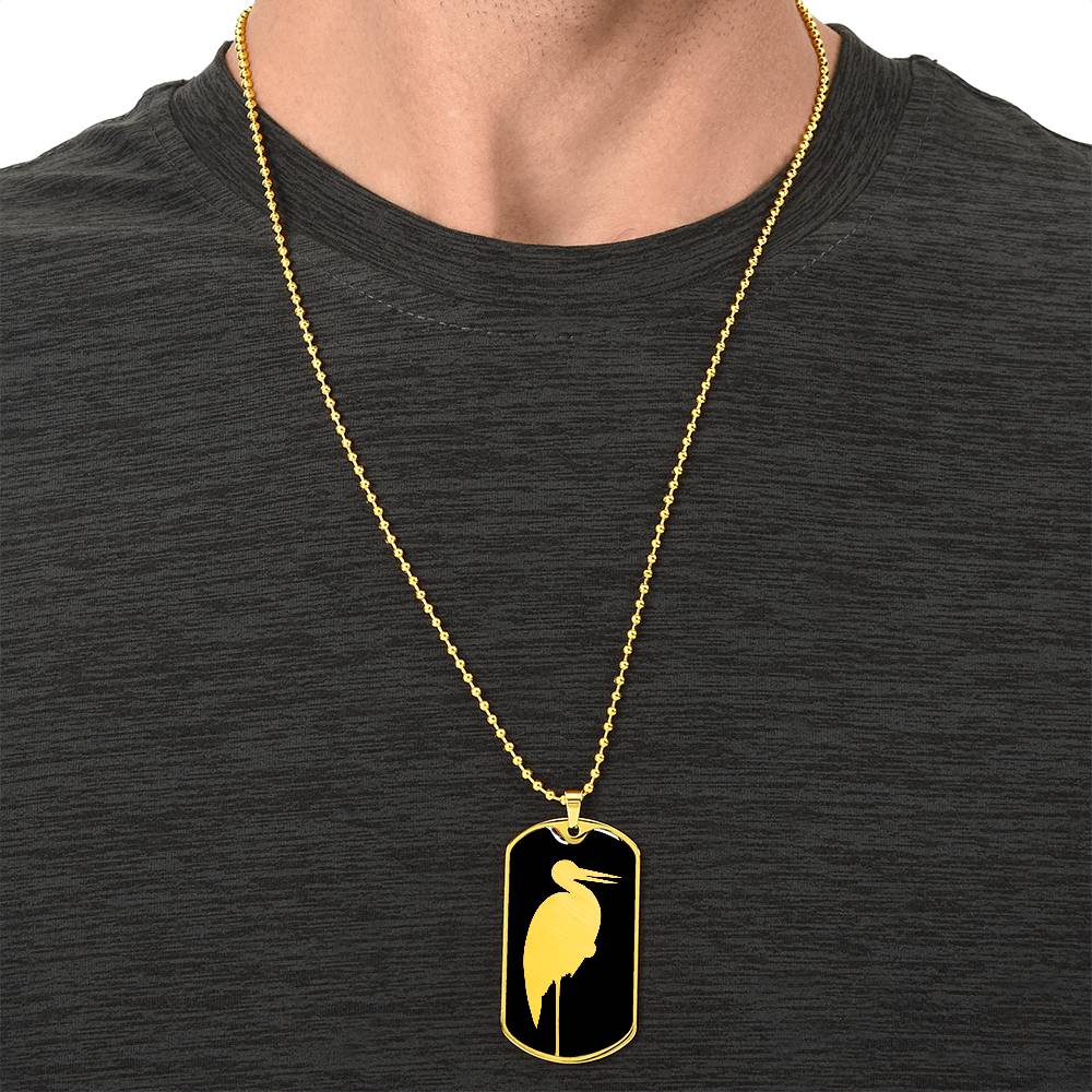 Stork Dog Tag Necklace