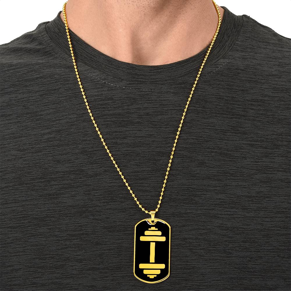 Dumbbell Dog Tag Necklace