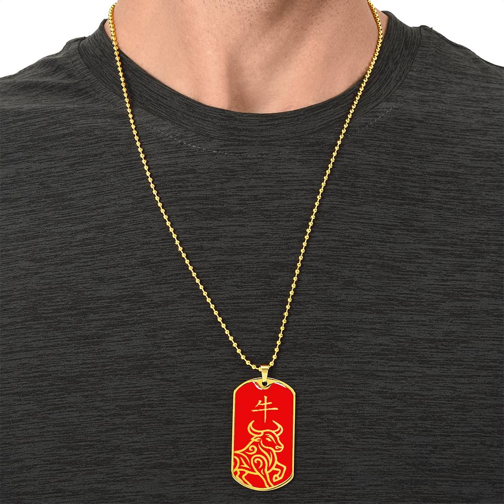 Year of the Fire Ox Dog Tag Necklace