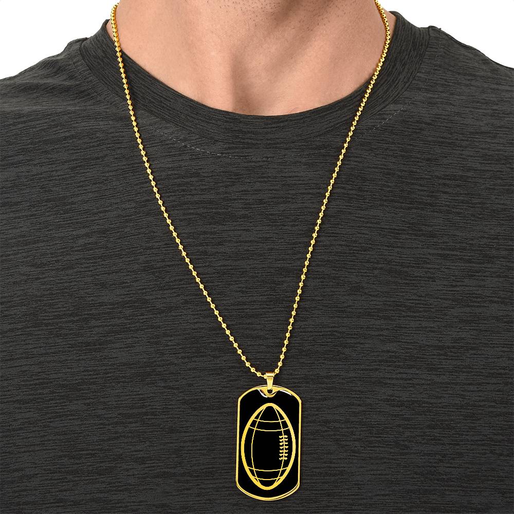 American Football Dog Tag Necklace