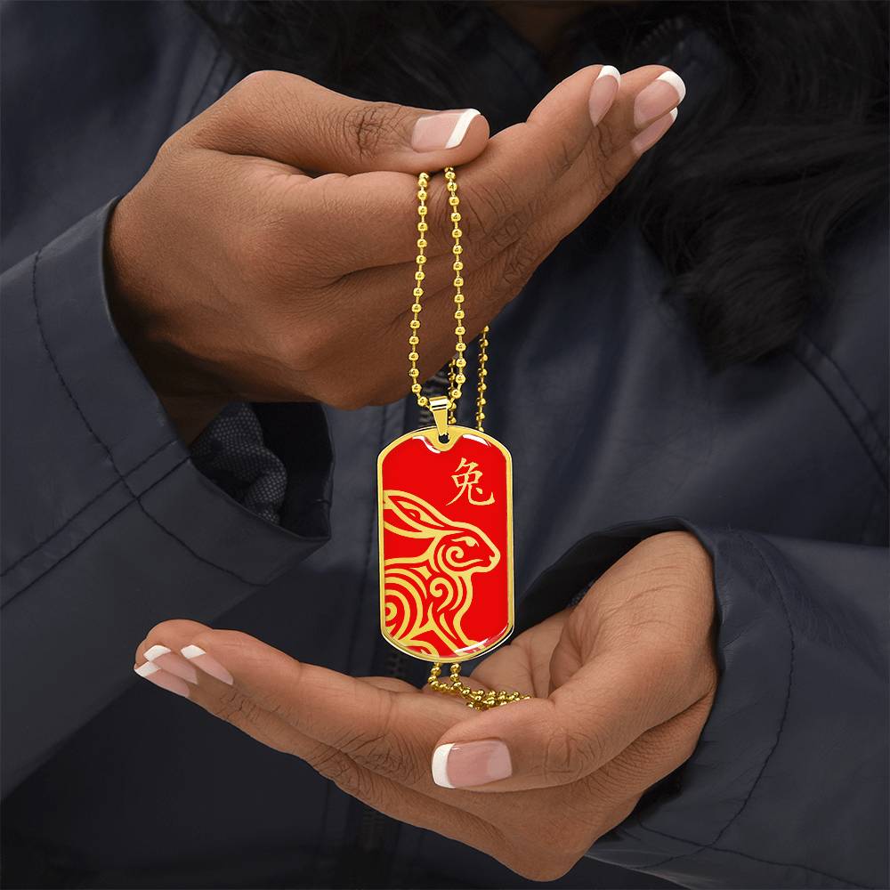 Year of the Fire Rabbit Dog Tag Necklace