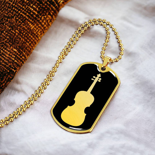 Violin Dog Tag Necklace