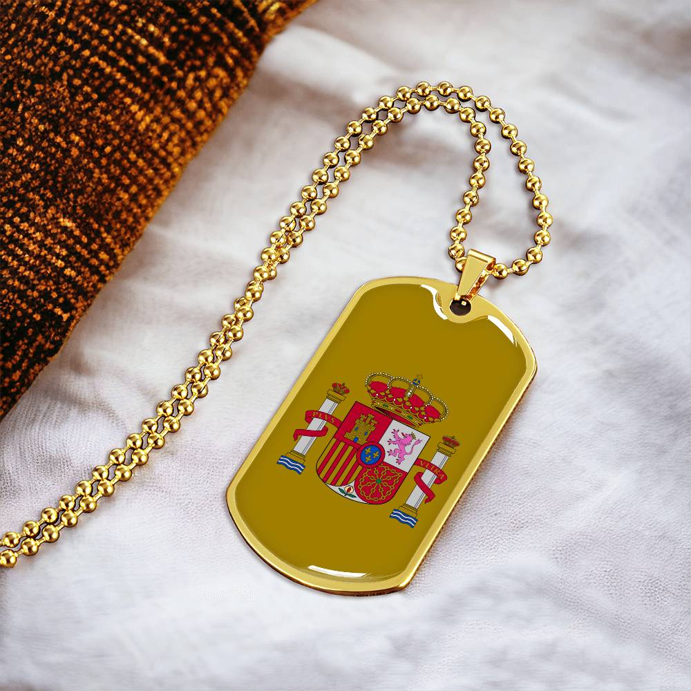 Coat of arms of Spain Gold Dog Tag Necklace