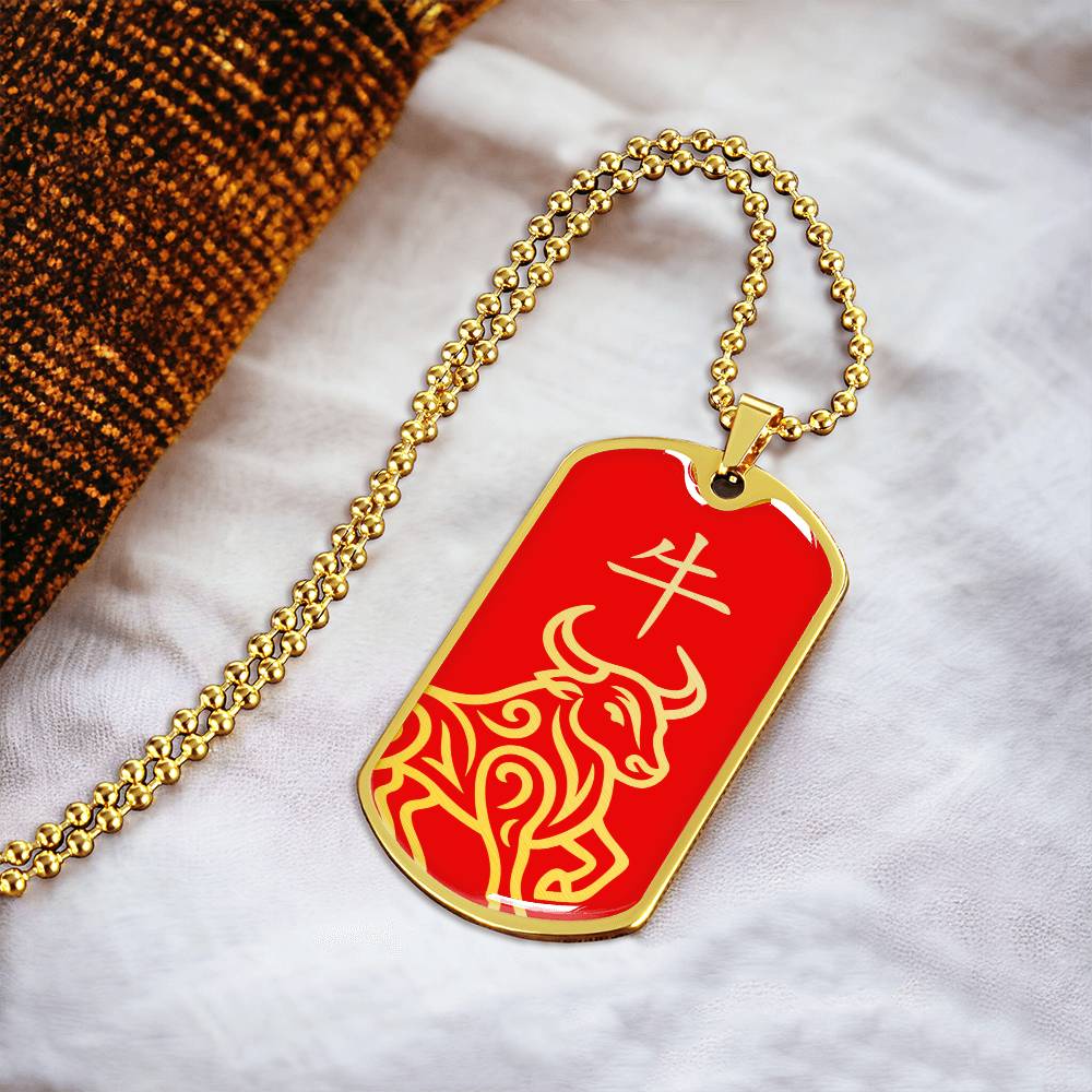 Year of the Fire Ox Dog Tag Necklace