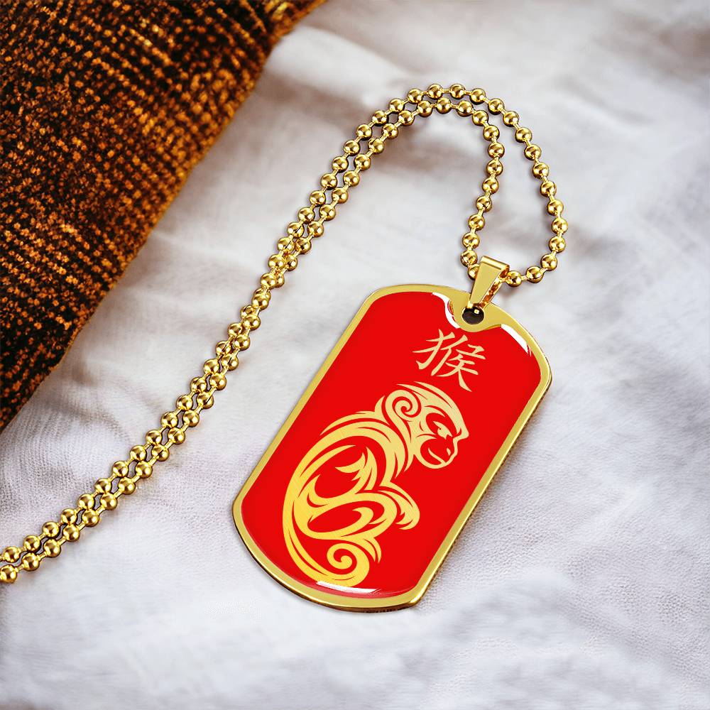 Year of the Fire Monkey Dog Tag Necklace