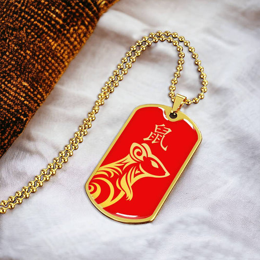 Year of the Fire Rat Dog Tag Necklace