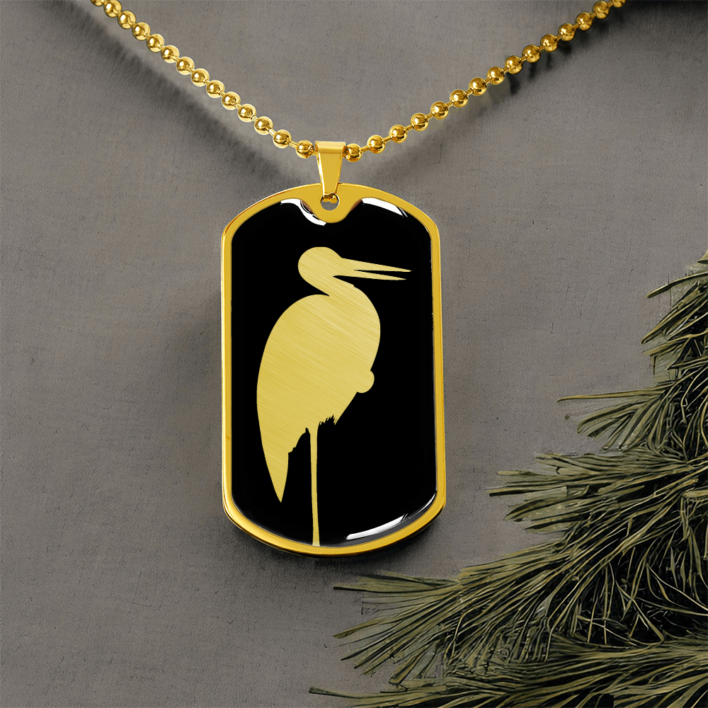 Stork Dog Tag Necklace