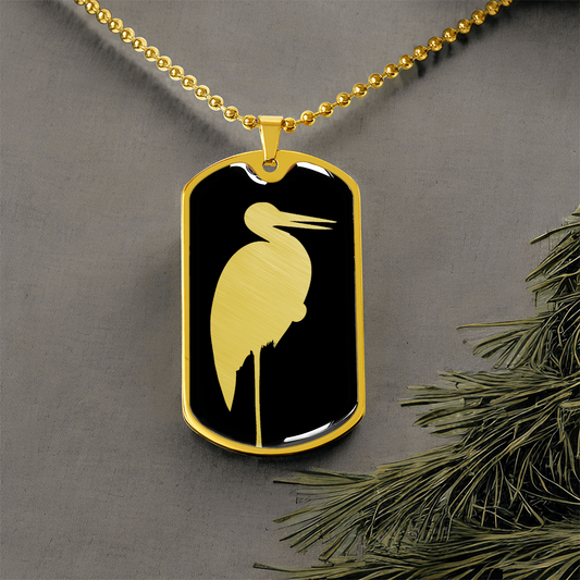 Stork Dog Tag Necklace