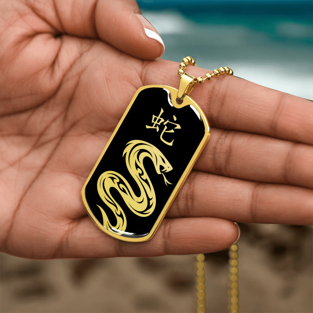 Year of the Water Snake Dog Tag Necklace