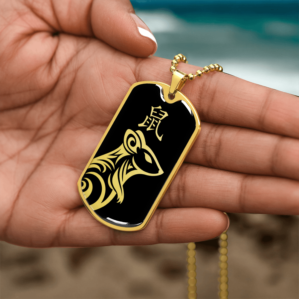 Year of the Water Rat Dog Tag Necklace