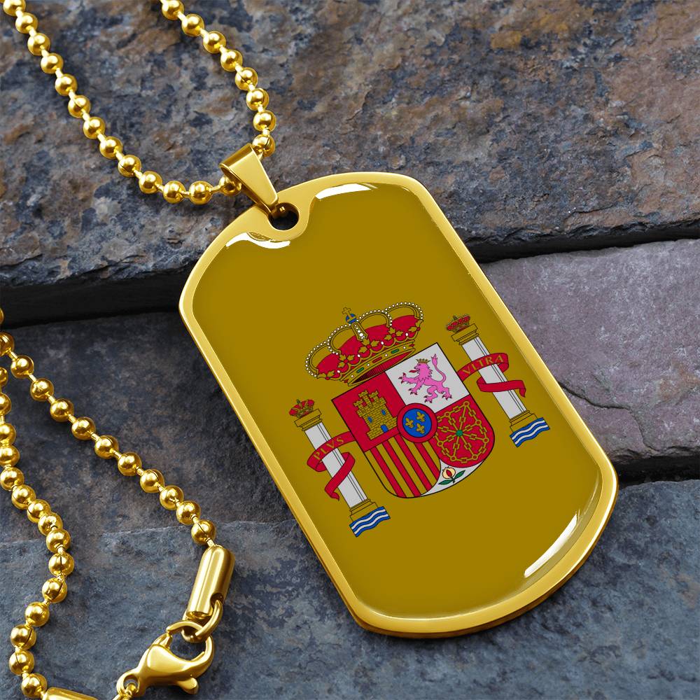 Coat of arms of Spain Gold Dog Tag Necklace