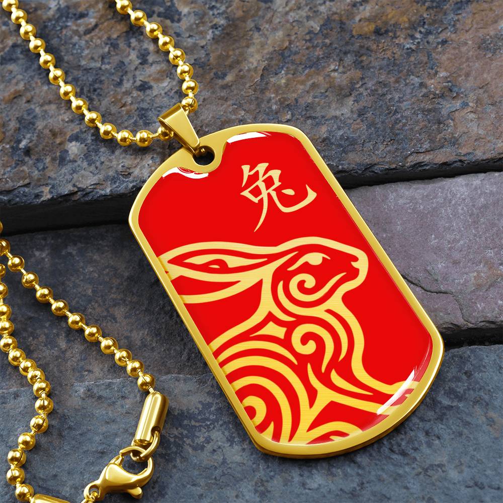 Year of the Fire Rabbit Dog Tag Necklace