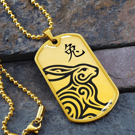Year of the Earth Rabbit Dog Tag Necklace