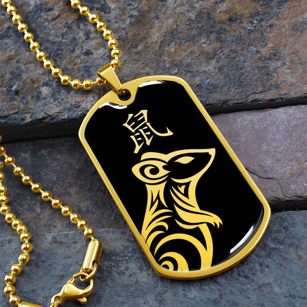 Year of the Water Rat Dog Tag Necklace
