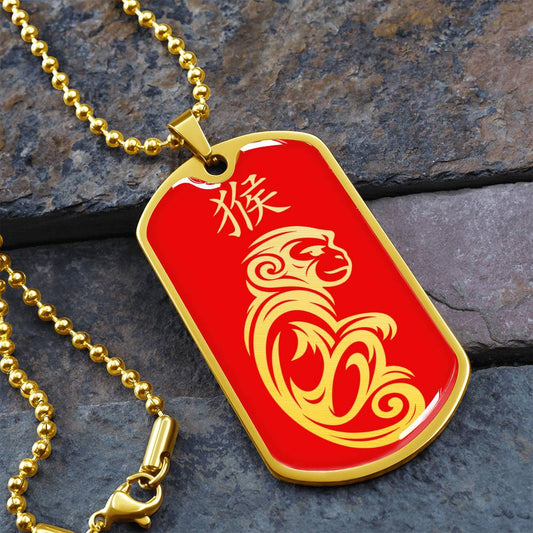 Year of the Fire Monkey Dog Tag Necklace