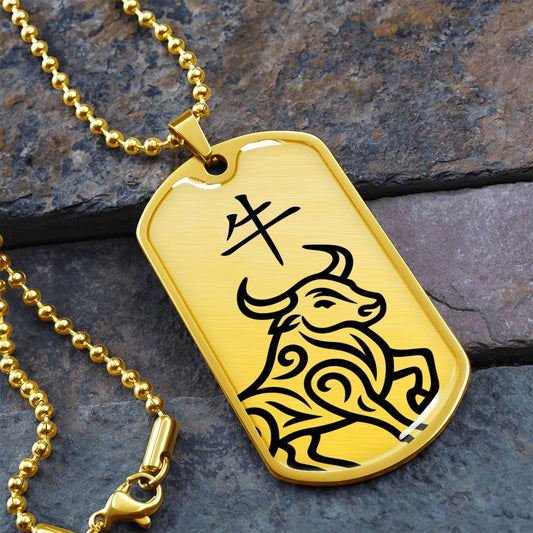 Year of the Earth Ox Dog Tag Necklace