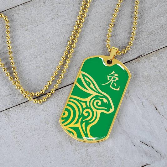 Year of the Wood Rabbit Dog Tag Necklace