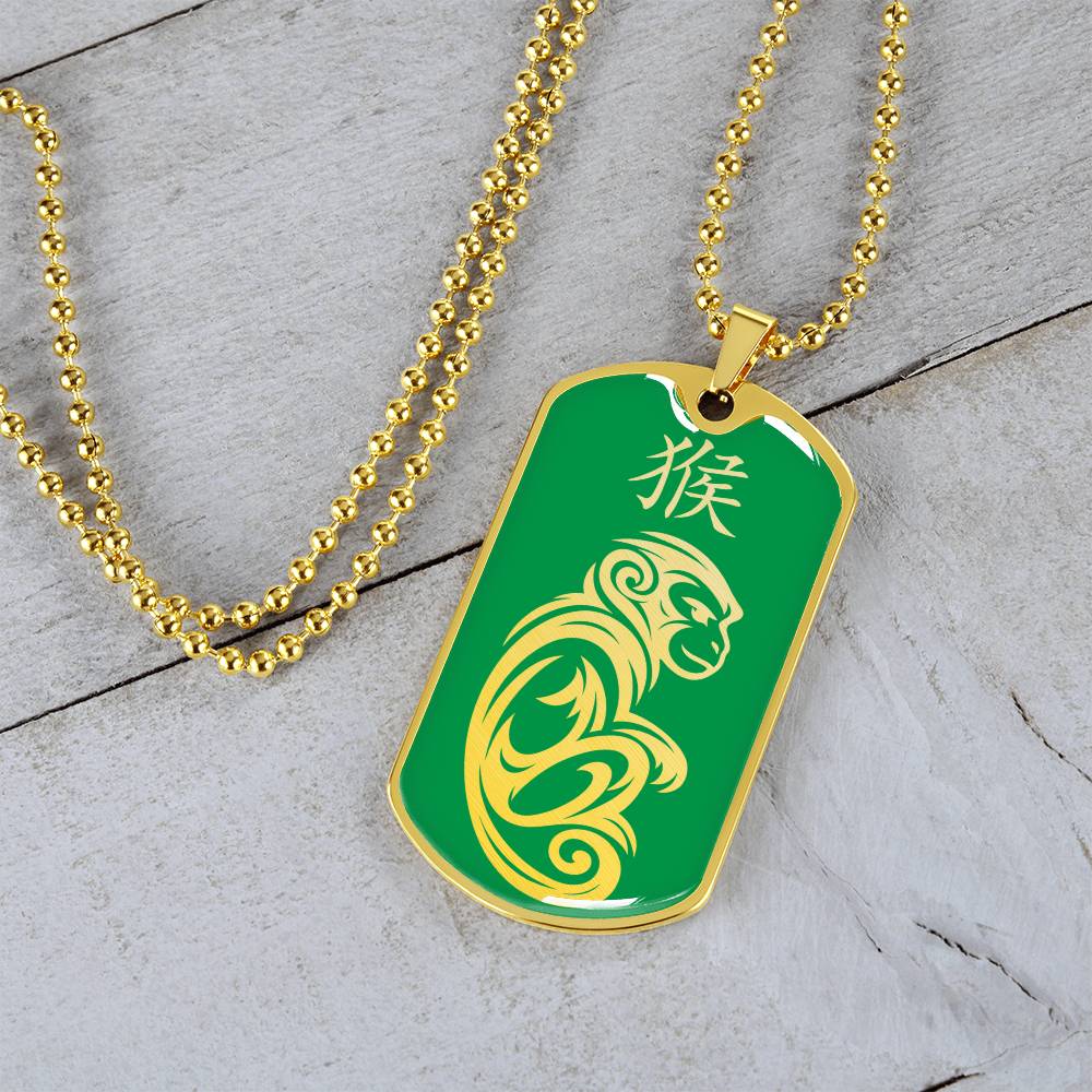 Year of the Wood Monkey Dog Tag Necklace