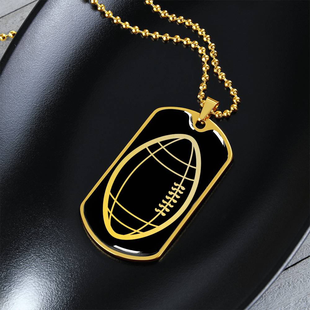 American Football Dog Tag Necklace