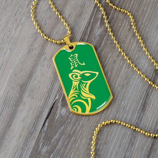 Year of the Wood Rat Dog Tag Necklace