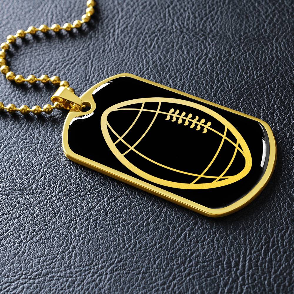 American Football Dog Tag Necklace