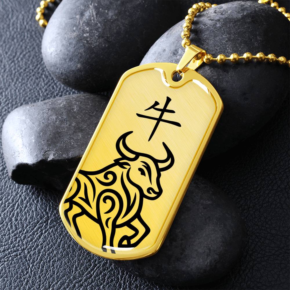 Year of the Earth Ox Dog Tag Necklace