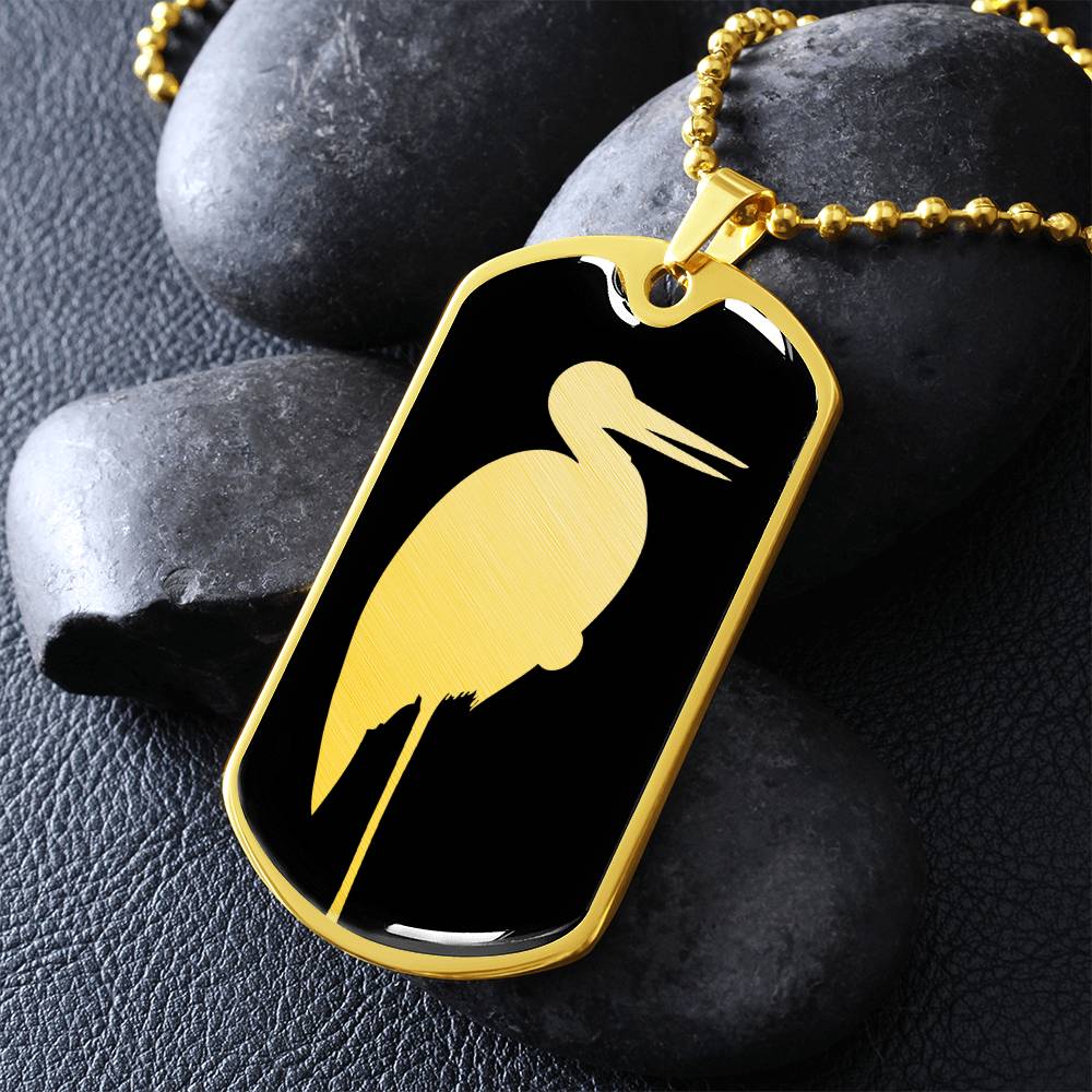 Stork Dog Tag Necklace