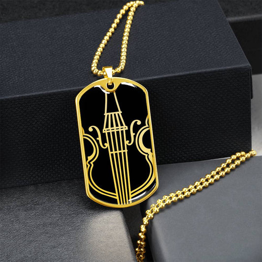 Violin Dog Tag Necklace