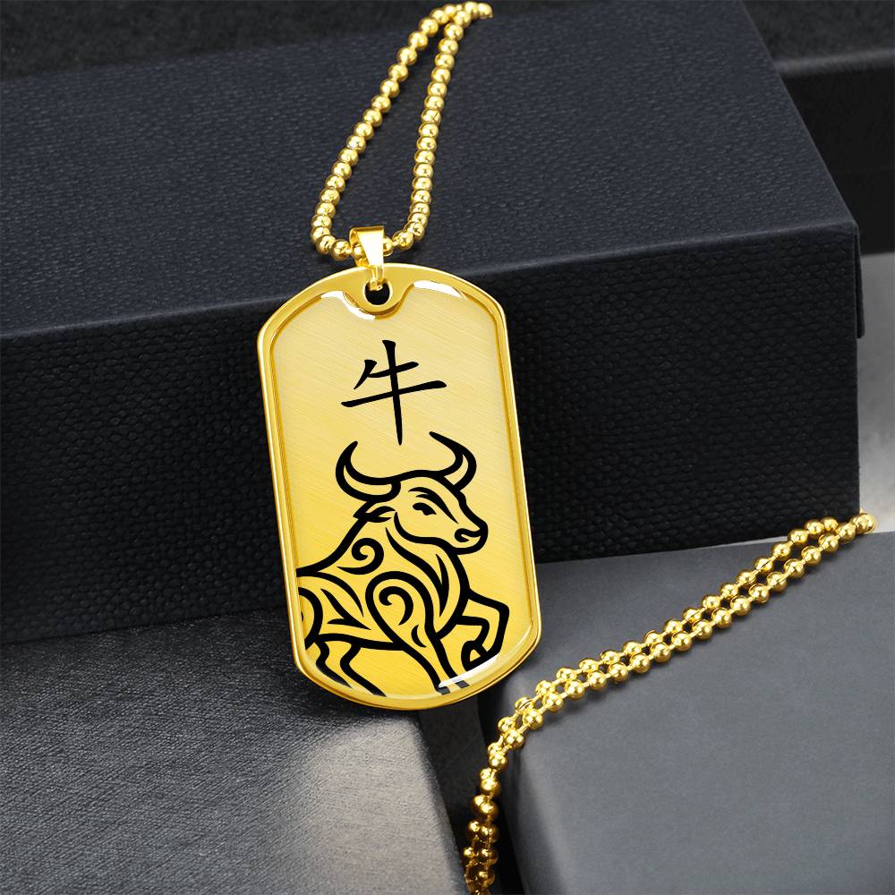 Year of the Earth Ox Dog Tag Necklace