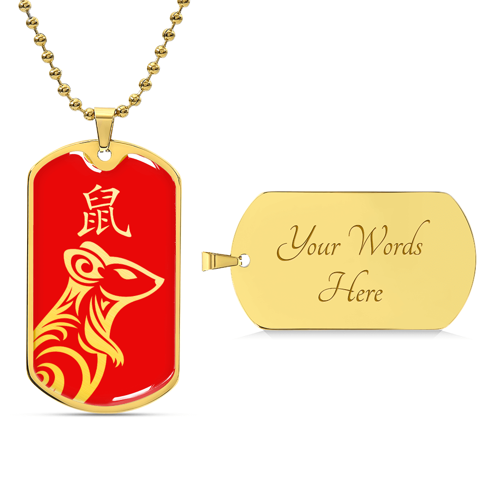 Year of the Fire Rat Dog Tag Necklace